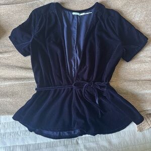 Kimchi Blue Velvet Deep V Blouse Size M